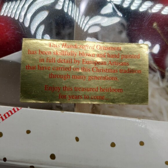 Dillards Red Gold Christmas Ornament Bulb Set Of 2 Made In Poland - Picture 6 of 6